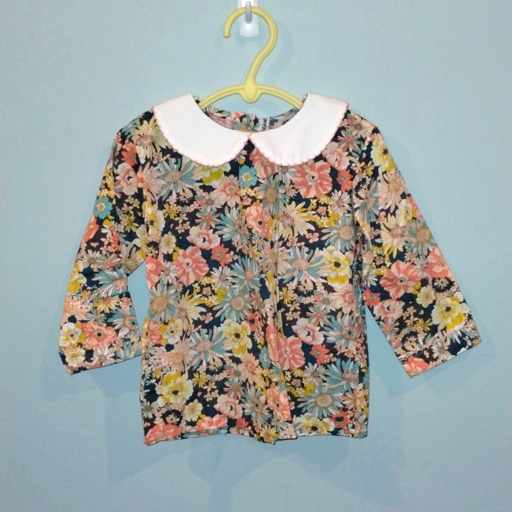 Preppy Floral Collared Blouse